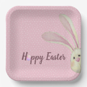 Assiettes En Carton Lapin de Pâques sur les Pois