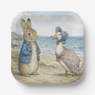 Assiettes En Carton Lapin et canard classiques au bord de la mer