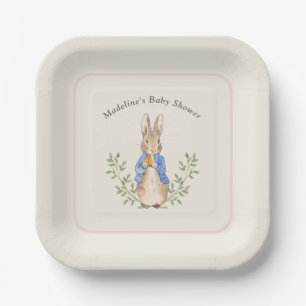 Assiettes En Carton Lapin Gingham Classique de Livre d'Histoires Bébé 