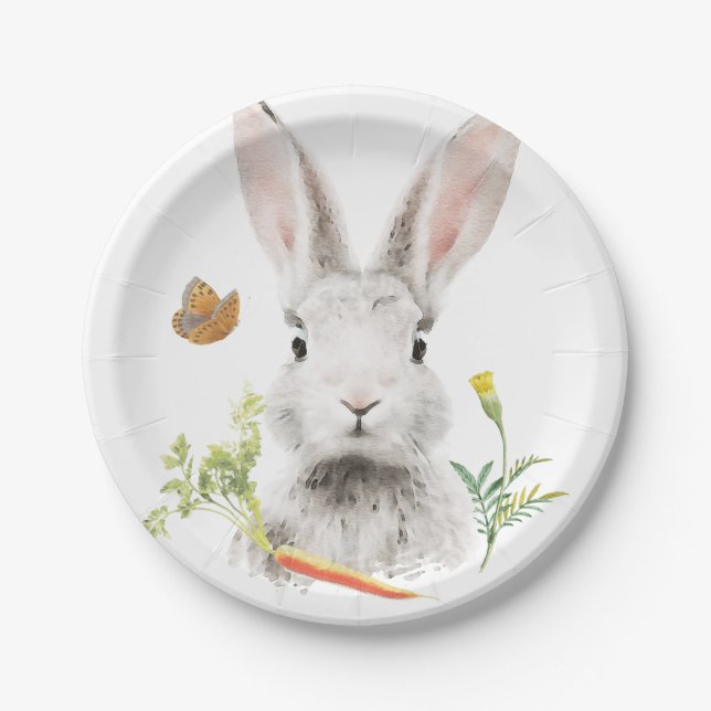 Assiettes En Carton Lapin mignon et carotte (Devant)