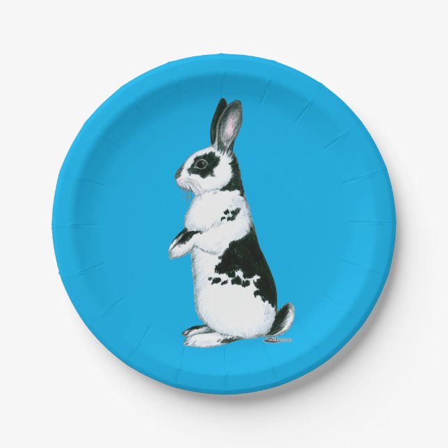 Assiettes En Carton Lapin : Noir et Blanc (Devant)