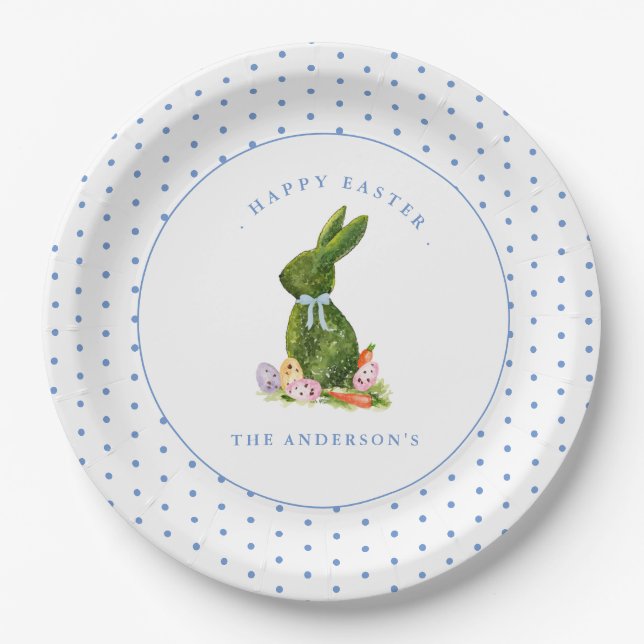 Assiettes En Carton Lapin opiaire avec oeufs de Pâques brunch de Pâque (Devant)