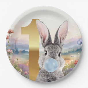 Assiettes En Carton Lapin pour premier anniversaire soufflant du bubbl
