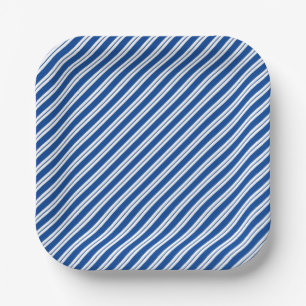 Assiettes En Carton Largeur de remplacement Bleu et Blanc trié
