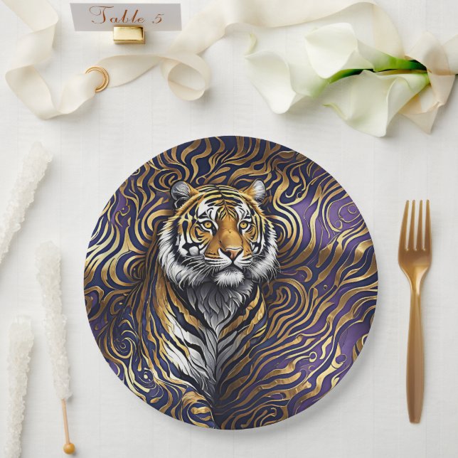 Assiettes En Carton L'art Abstrait du tigre (Mariage)