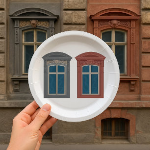 Assiettes En Carton L'Art Architectural Ornate De Fenêtre Européenne