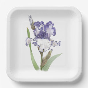 Assiettes En Carton L'Art Botanique Iris Ruffled Violet