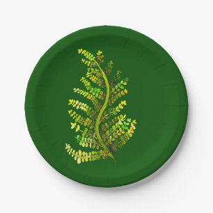 Assiettes En Carton L'art plante de la feuille de fougère verte