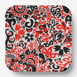 Assiettes En Carton L'art populaire ukrainien motif floral abstact