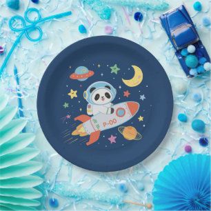 Assiettes En Carton l'astronaute bleu et orange Panda