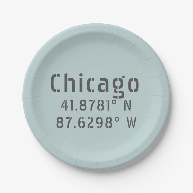 Assiettes En Carton Latitude de Chicago (Devant)
