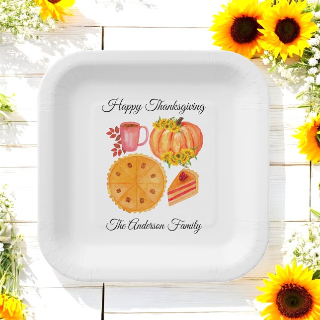 Assiettes En Carton Latte d'épices Orange Citrouille Thanksgiving (Créateur téléchargé)