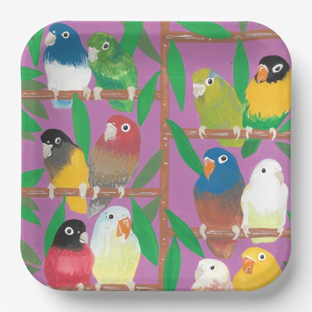 Assiettes En Carton Lauren Rosenberg Original Parakeet 9" Carré (Recto)