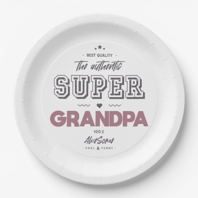 Assiettes En Carton L'authentique super-grand-père (Devant)