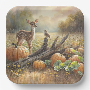 Assiettes En Carton L'automne est tombé dans un patch Citrouille