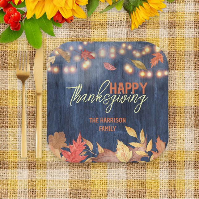 Assiettes En Carton L'Automne Laisse Des Lumières Fées Sur Le Bois Tha (Créateur téléchargé)