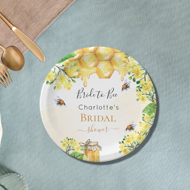 Assiettes En Carton Lavage de bébé en l'honneur de la mariée abeilles  (Créateur téléchargé)