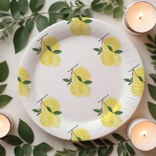 Assiettes En Carton Lavage de bride jaune citron