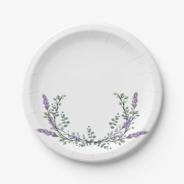 Assiettes En Carton Lavande et Eucalyptus (Devant)