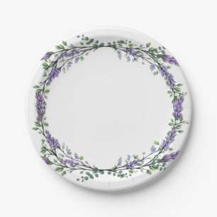 Assiettes En Carton Lavande et Eucalyptus