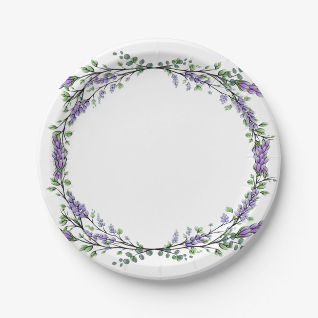 Assiettes En Carton Lavande et Eucalyptus (Devant)