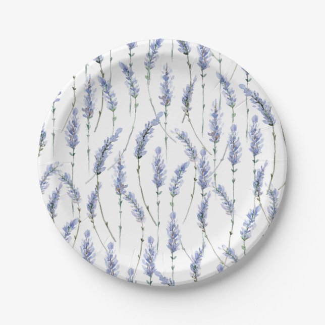 Assiettes En Carton Lavande Fleur Sprigs Rustique Floral (Devant)