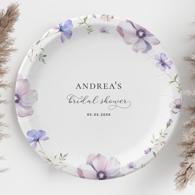Assiettes En Carton Lavande Violet Pourpre Floral Printanier Shower de (Créateur téléchargé)