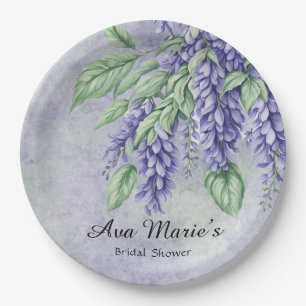 Assiettes En Carton Lavande Wisteria Fleurs Fête des mariées en marbre