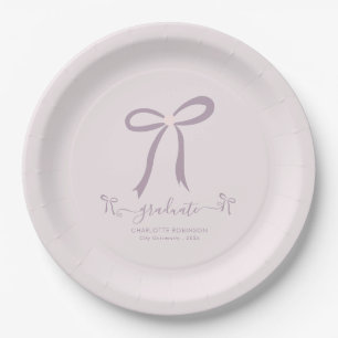 Assiettes En Carton Lavender Pink Bow Graduation Party