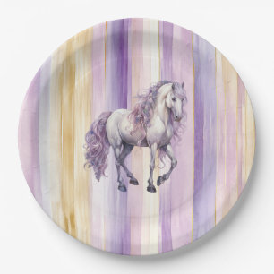 Assiettes En Carton Lavender White Horse Stripes Anniversaire