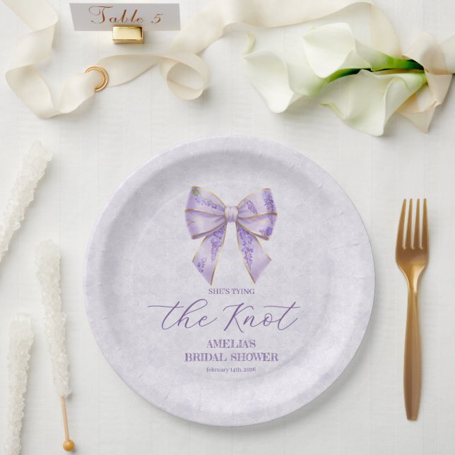 Assiettes En Carton Lavender Wisteria Ribbon – Japanese-Inspired (Mariage)