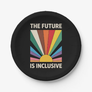 Assiettes En Carton L'Avenir Est Inclusif LGBTQ Fierté Allié Arc-en-ci