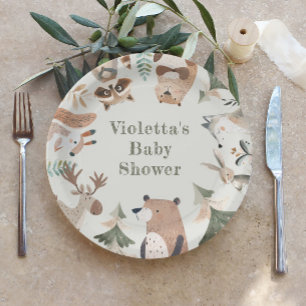 Assiettes En Carton L'aventure attend les animaux de la forêt Baby sho