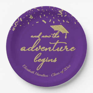Assiettes En Carton L'aventure commence Gold Foil Graduation