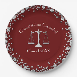 Assiettes En Carton Lawyer Law School Maroon Silver Graduation Party