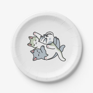 Assiettes En Carton Laze Furr Days - Cute Lazy Cats Design