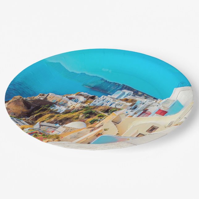 Assiettes En Carton ldp SANTORINI - panorama - (Angle)