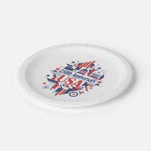Assiettes En Carton le 250e anniversaire de l'Amérique