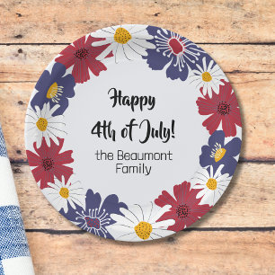 Assiettes En Carton Le 4 Juillet Retro Floral Party Pique-nique