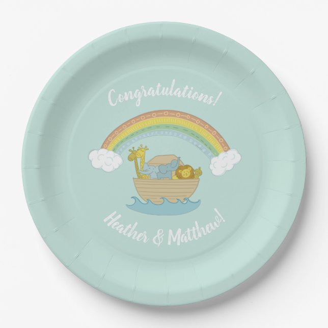 Assiettes En Carton Le Baby shower Ark Boho de Noah (Devant)