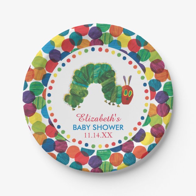 Assiettes En Carton Le Baby shower Caterpillar Très Affamé (Devant)