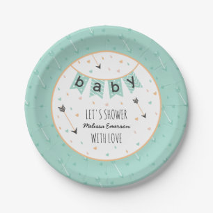 Assiettes En Carton Le baby shower de coutume tribale plaque la menthe
