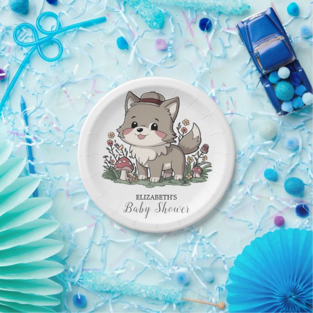 Assiettes En Carton Le Baby shower de Little Forest Wolf (Fête)