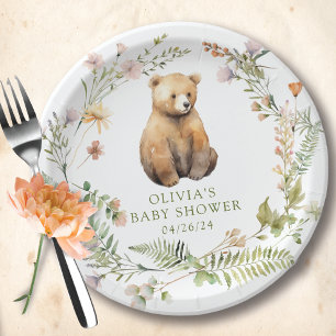 Assiettes En Carton Le Baby shower de l'Ours de la nature