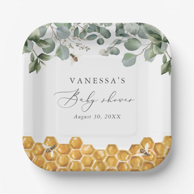 Assiettes En Carton Le Baby shower de verdure Can Bee (Recto)