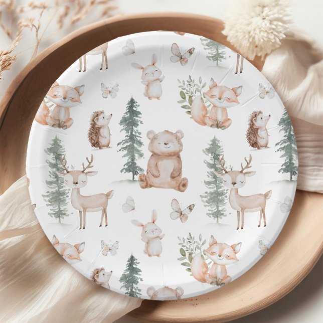Assiettes En Carton Le Baby shower des animaux des bois (Créateur téléchargé)