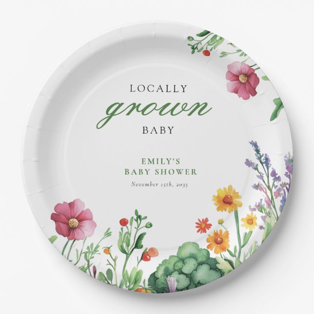 Assiettes En Carton Le Baby shower des fermiers cultivés localement (Devant)