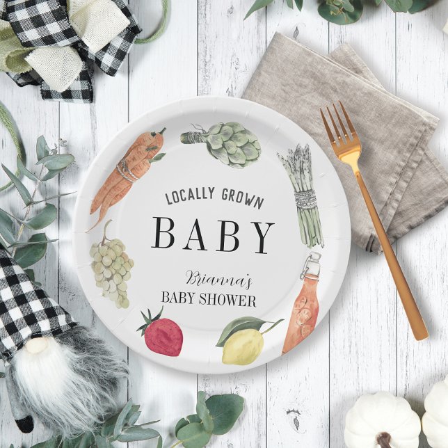 Assiettes En Carton Le Baby shower des fermiers cultivés localement (Créateur téléchargé)