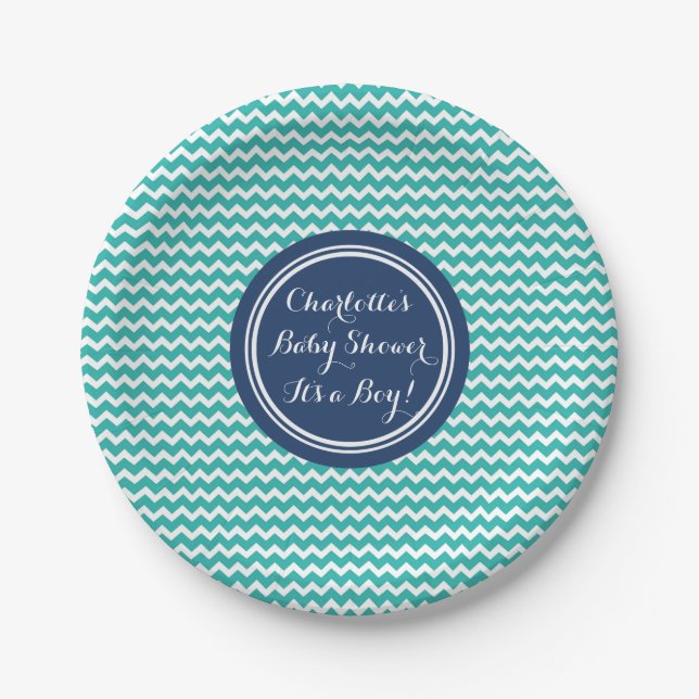 Assiettes En Carton Le baby shower nommé fait sur commande plaque (Devant)