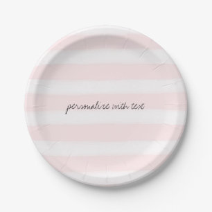 Assiettes En Carton Le blanc rose doux barre l'aquarelle